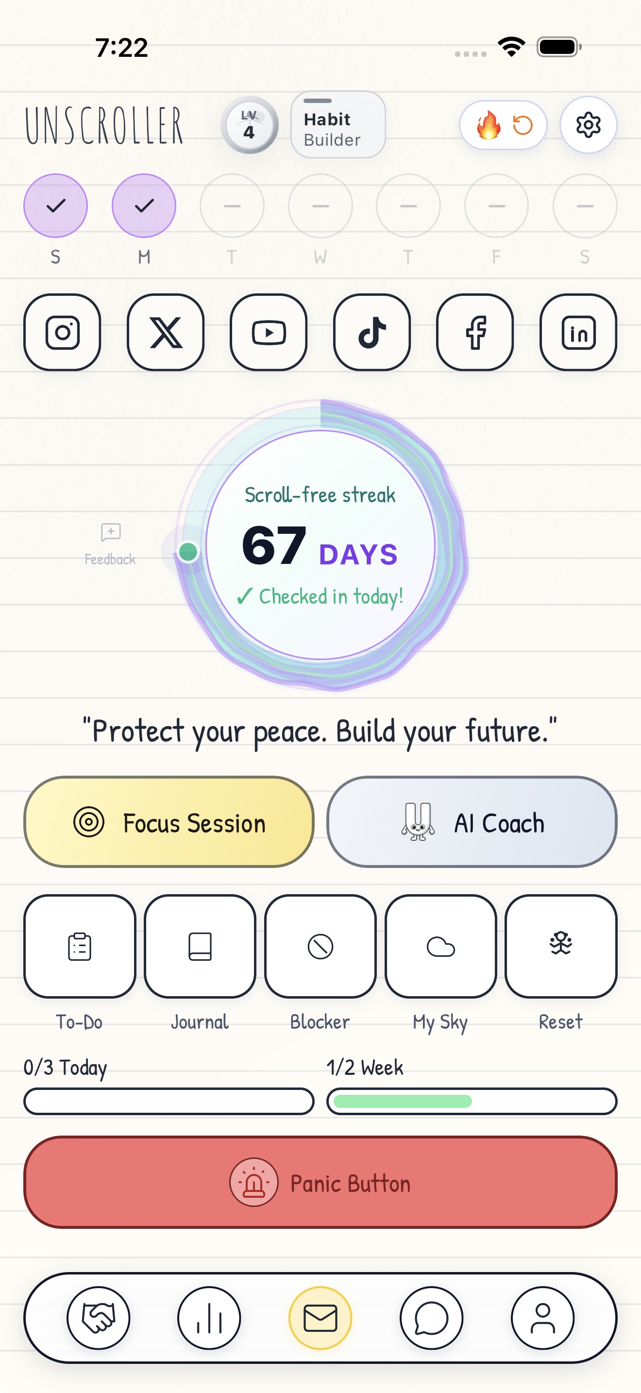 Unscroller shareable focus session screen